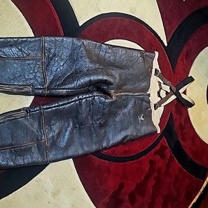 Type B 1 size large, property of air force and U.S. Army.  leather bomber pants.